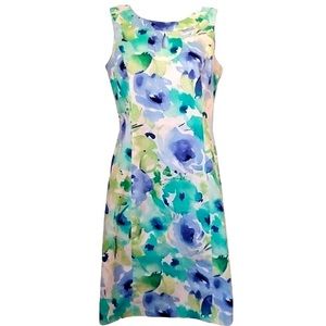 CHAPS Watercolor Sleeveless Keyhole Midi Dress size 8
